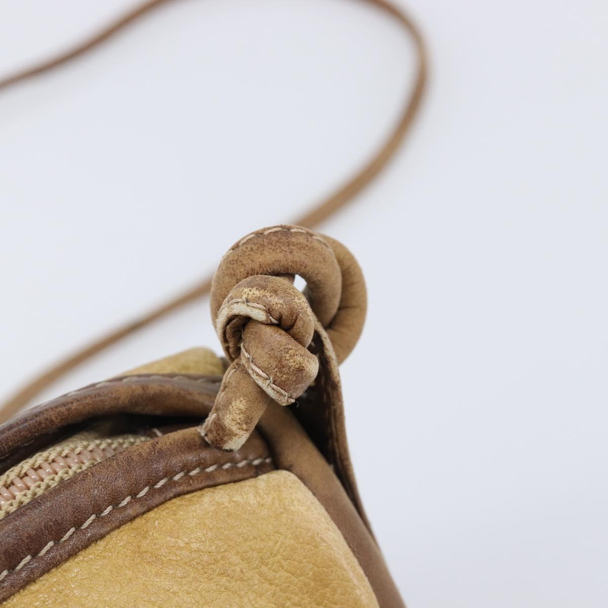 LOEWE Shoulder Bag Leather Beige Gold Tone Auth 204654