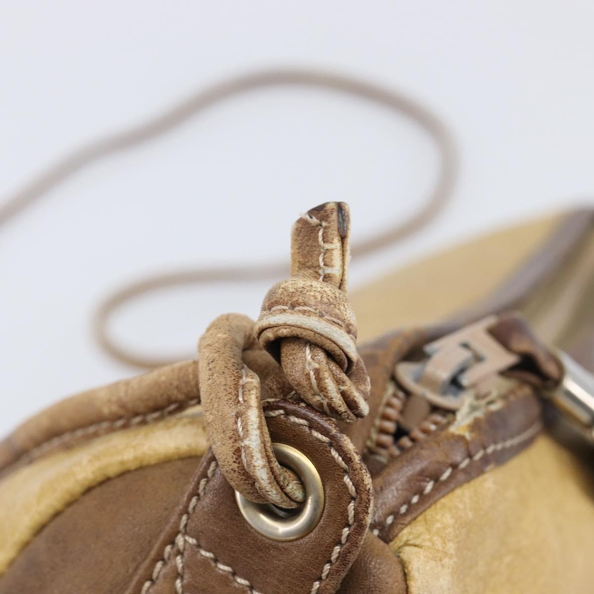 LOEWE Shoulder Bag Leather Beige Gold Tone Auth 204654