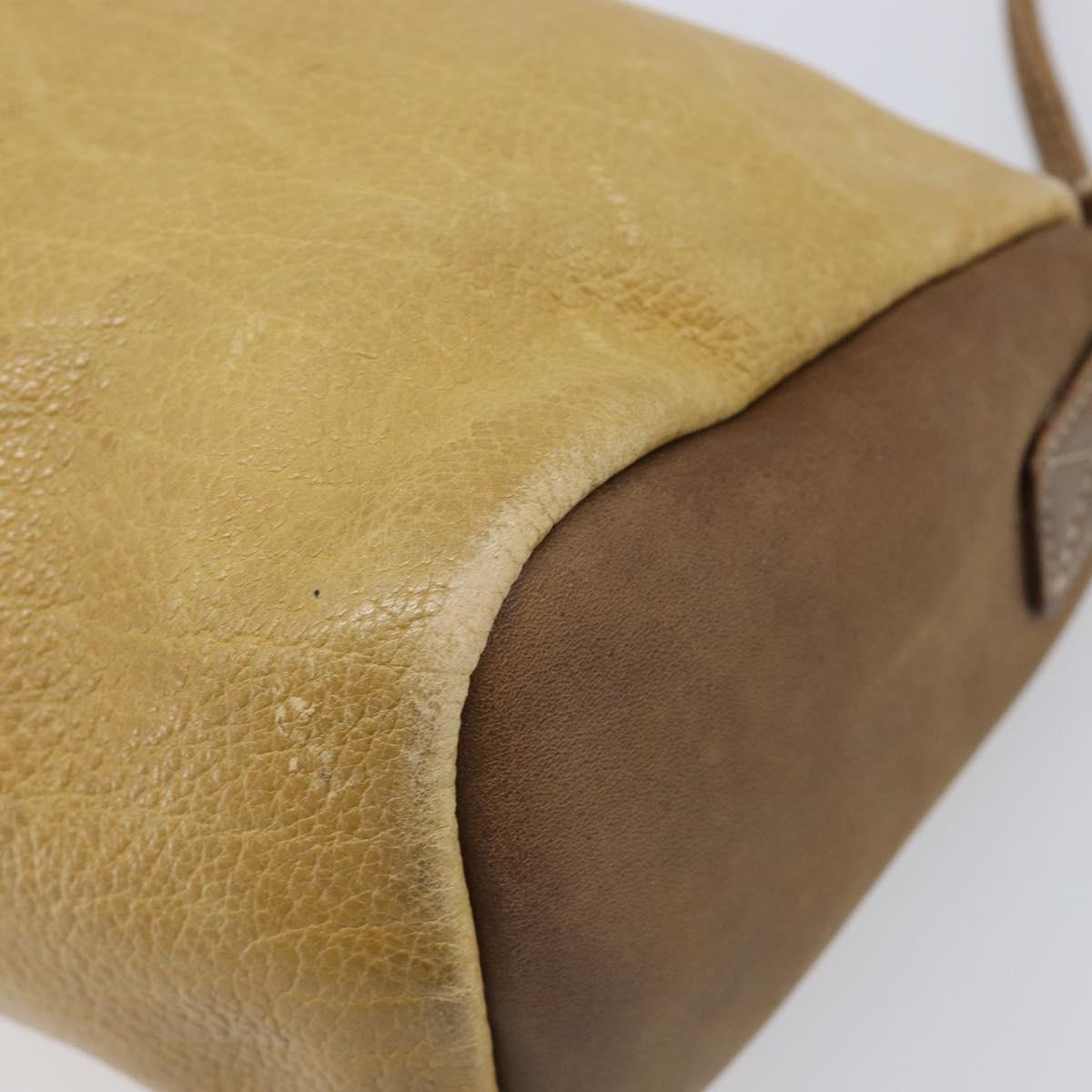 LOEWE Shoulder Bag Leather Beige Gold Tone Auth 204654