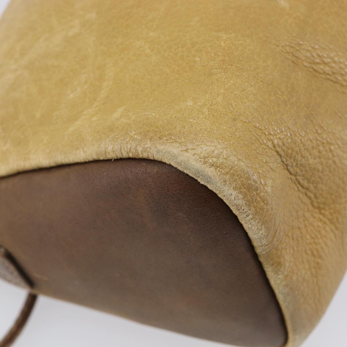 LOEWE Shoulder Bag Leather Beige Gold Tone Auth 204654