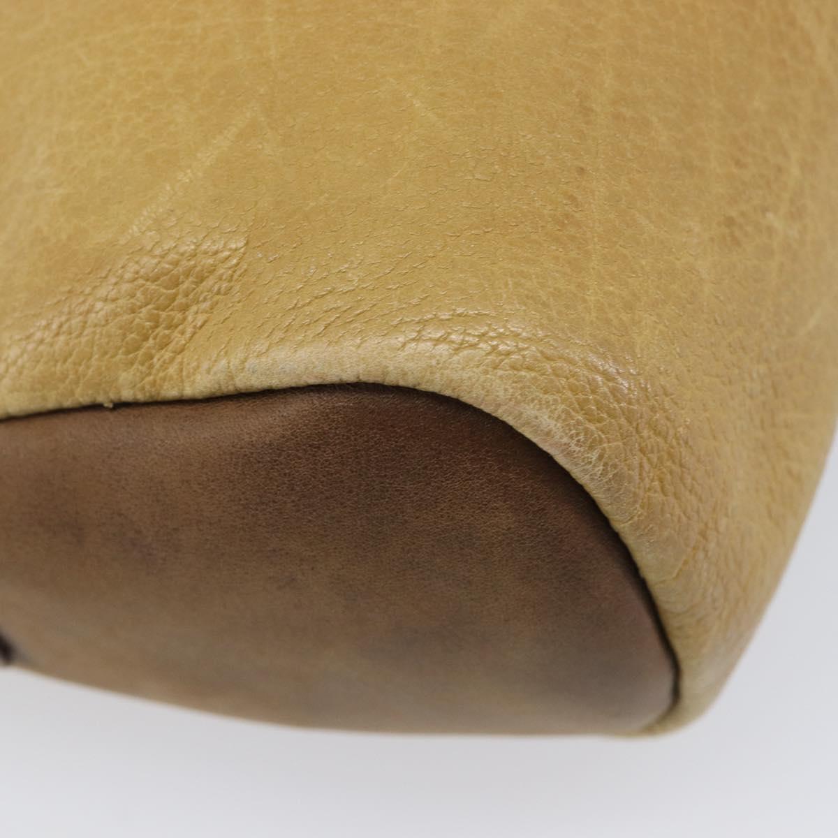 LOEWE Shoulder Bag Leather Beige Gold Tone Auth 204654