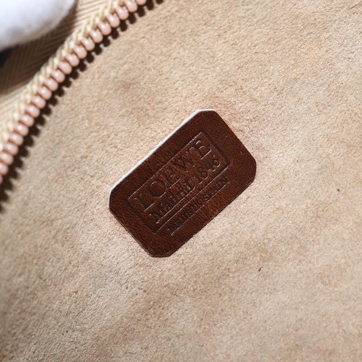 LOEWE Shoulder Bag Leather Beige Gold Tone Auth 204654