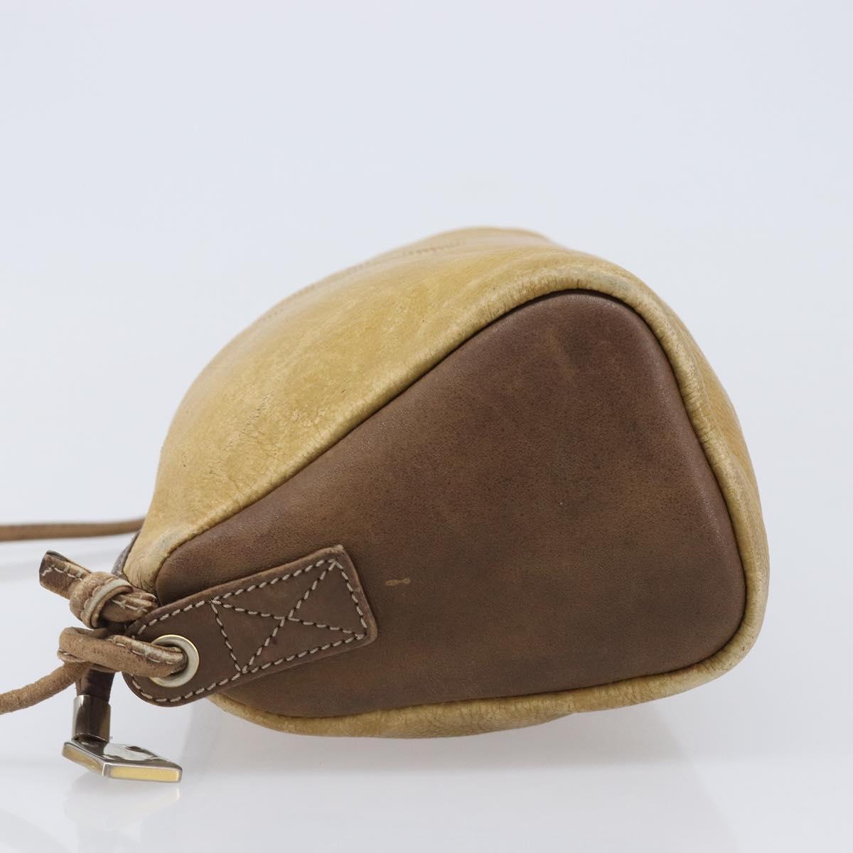 LOEWE Shoulder Bag Leather Beige Gold Tone Auth 204654
