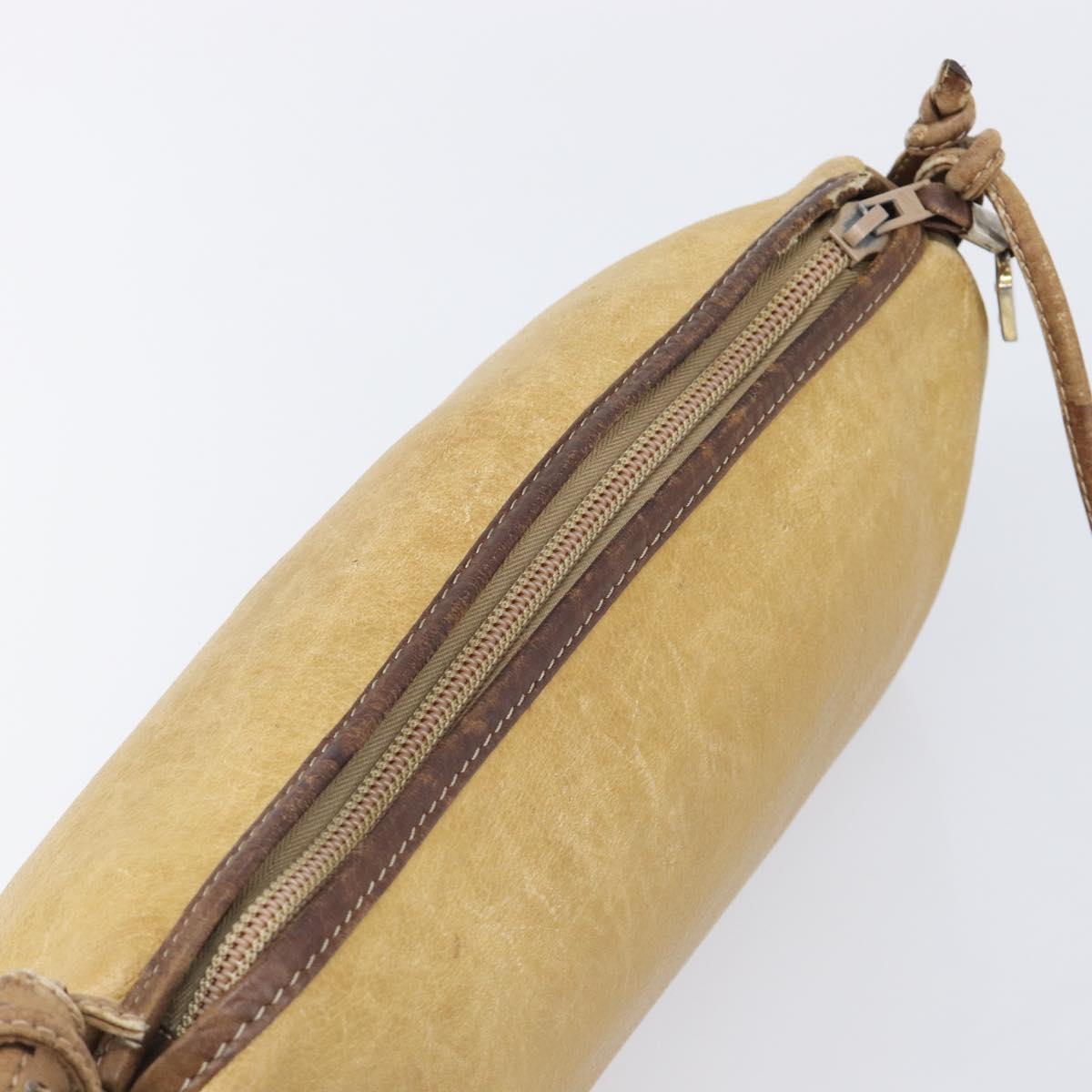 LOEWE Shoulder Bag Leather Beige Gold Tone Auth 204654