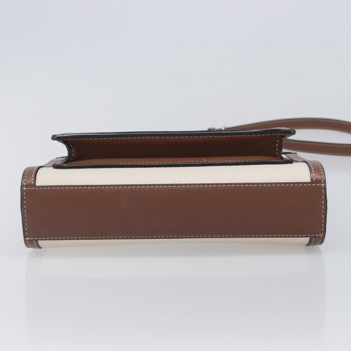 BURBERRY Hand Bag Canvas 2way Beige Gold Auth 204656V