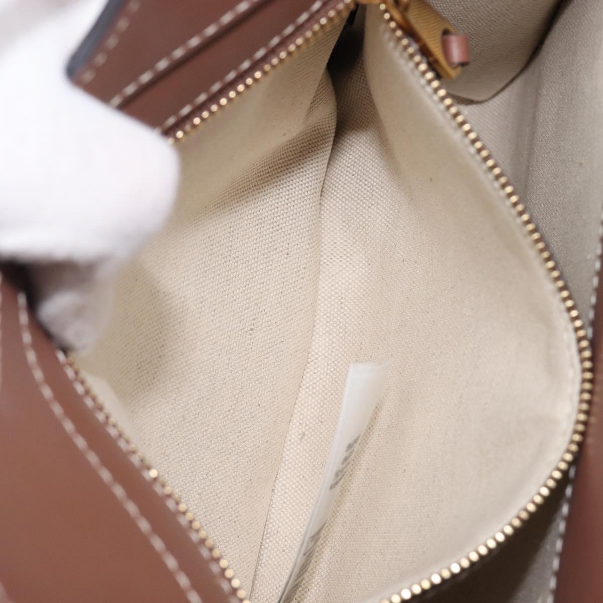 BURBERRY Hand Bag Canvas 2way Beige Gold Auth 204656V