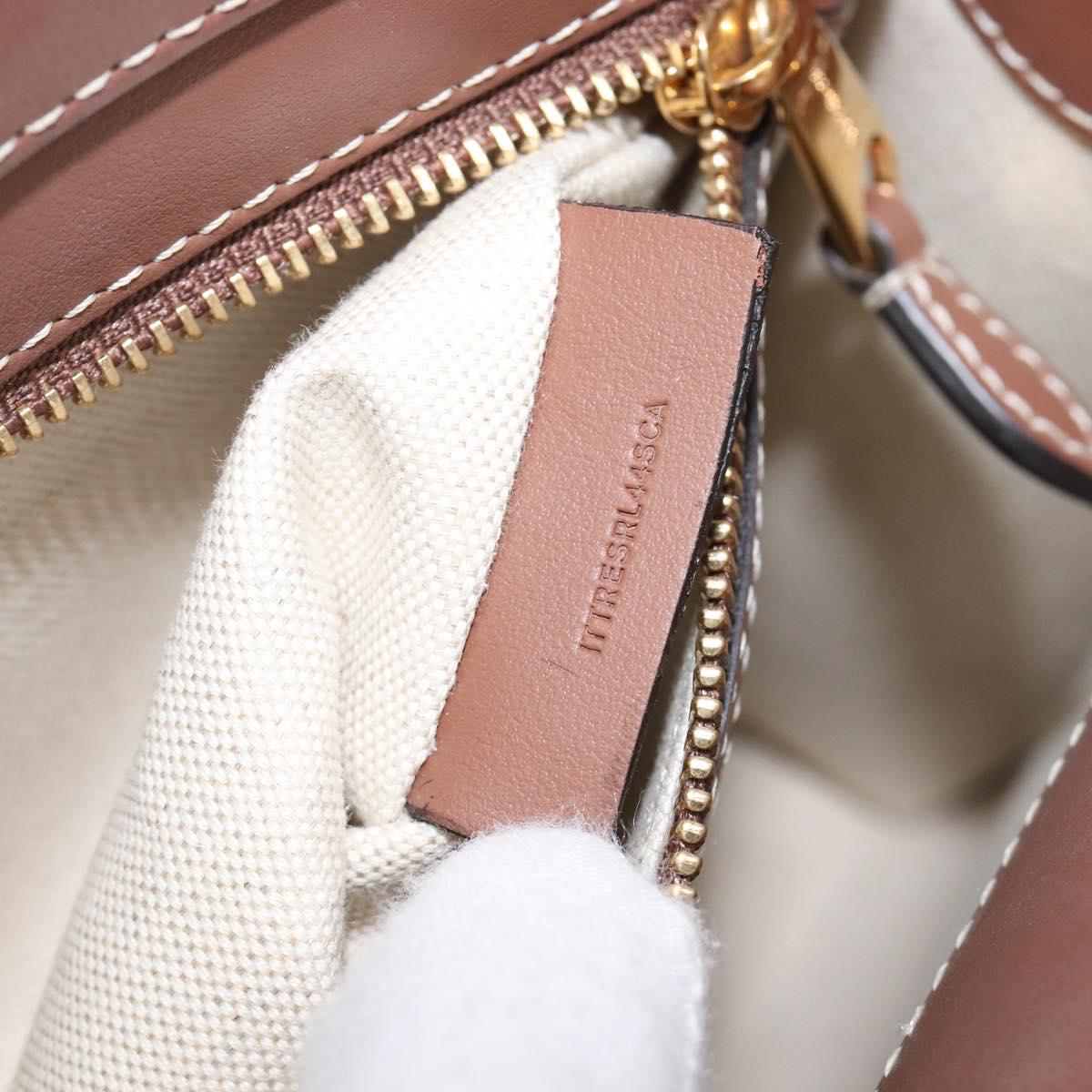 BURBERRY Hand Bag Canvas 2way Beige Gold Auth 204656V