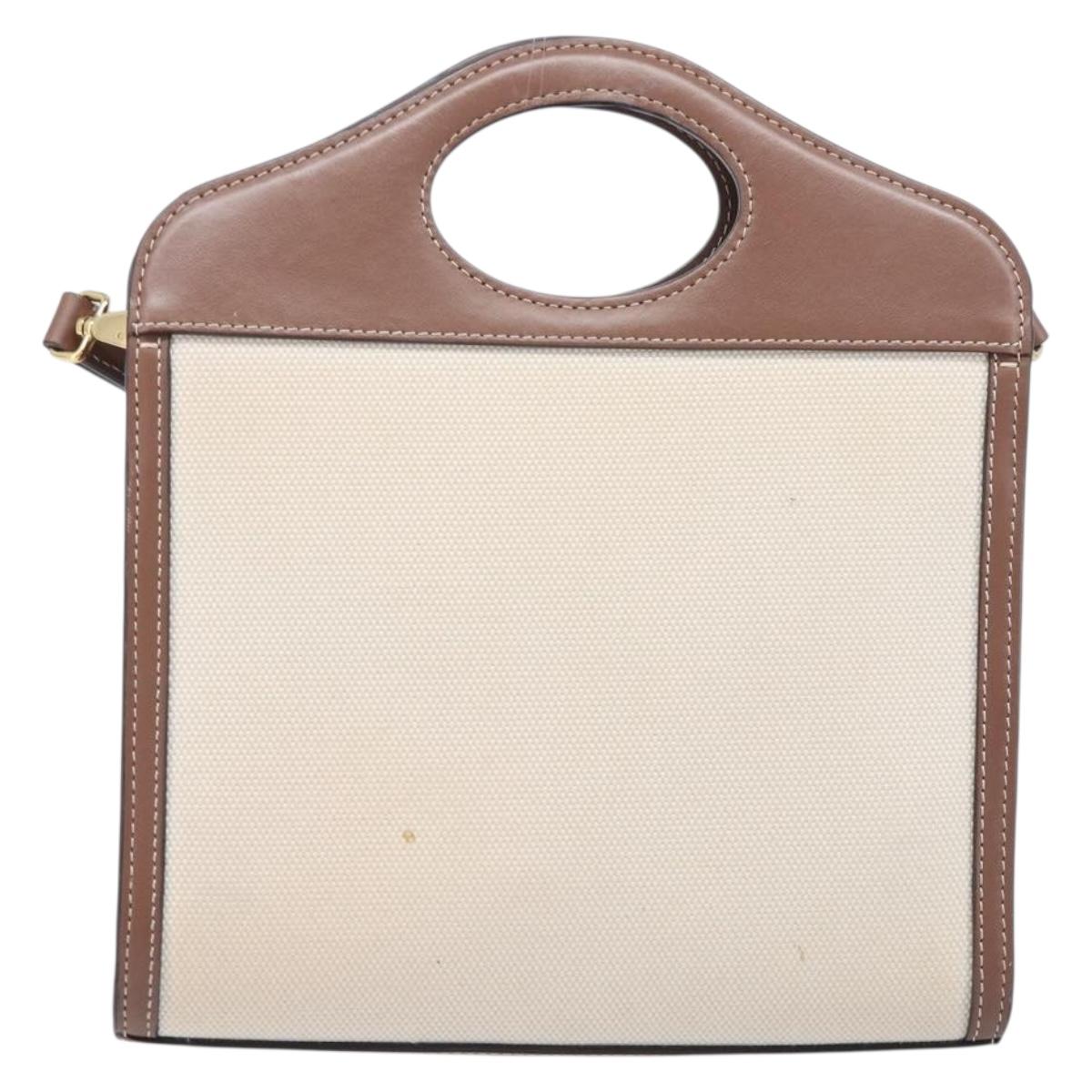 BURBERRY Hand Bag Canvas 2way Beige Gold Auth 204656V