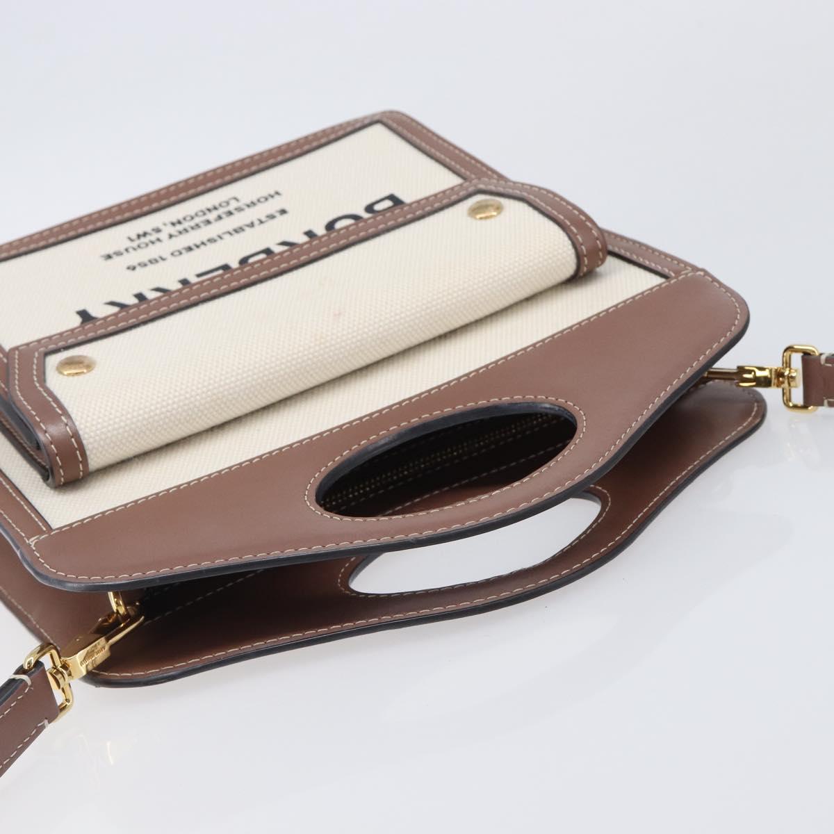 BURBERRY Hand Bag Canvas 2way Beige Gold Auth 204656V
