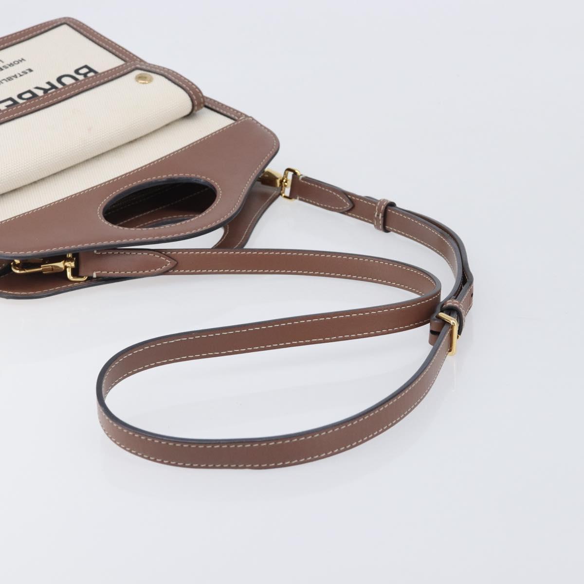 BURBERRY Hand Bag Canvas 2way Beige Gold Auth 204656V