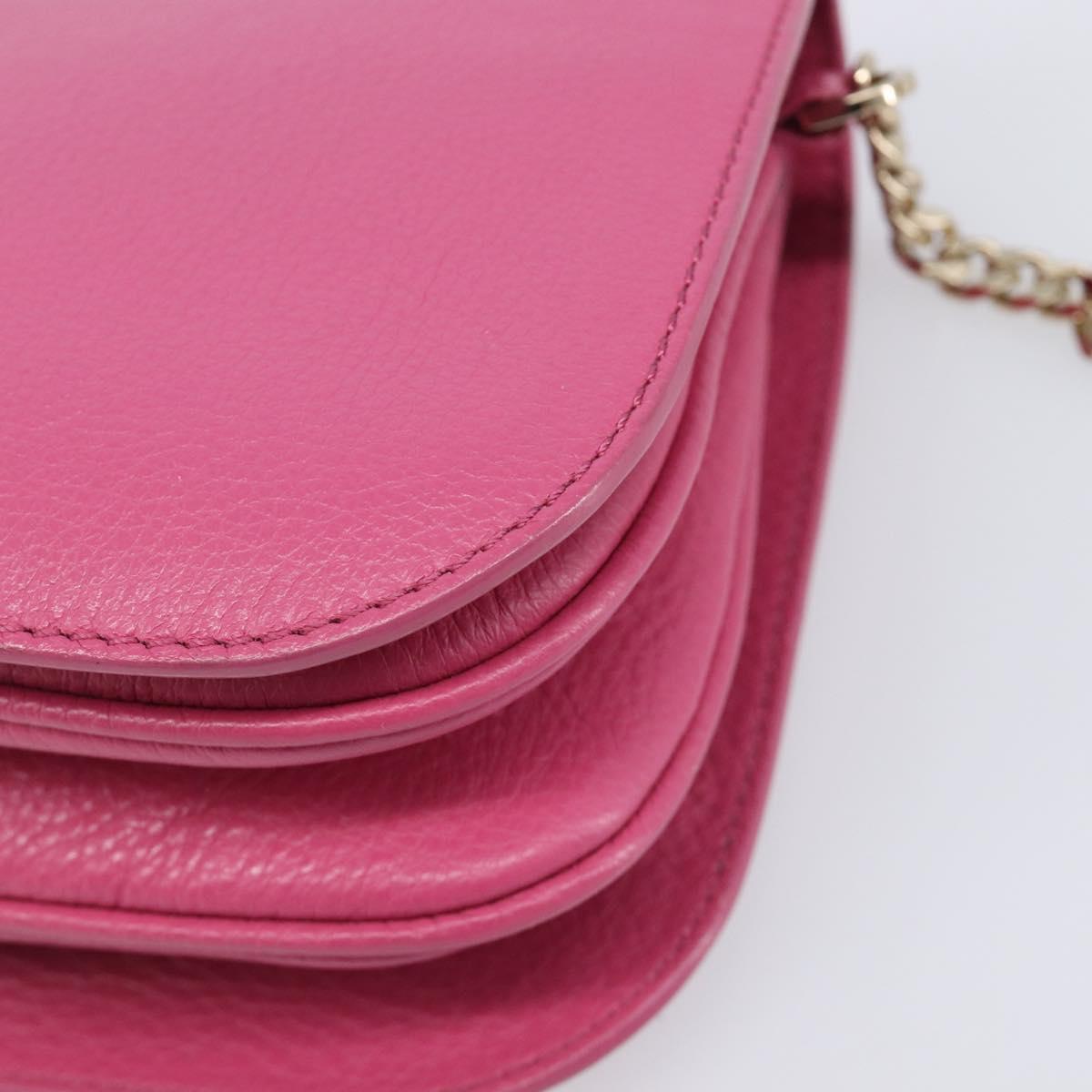 Jimmy Choo Chain Shoulder Bag Leather Pink Gold Tone Auth 204657A