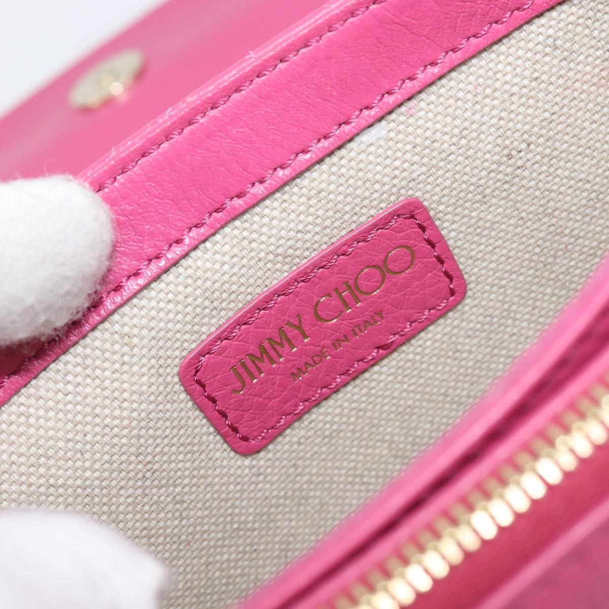 Jimmy Choo Chain Shoulder Bag Leather Pink Gold Tone Auth 204657A