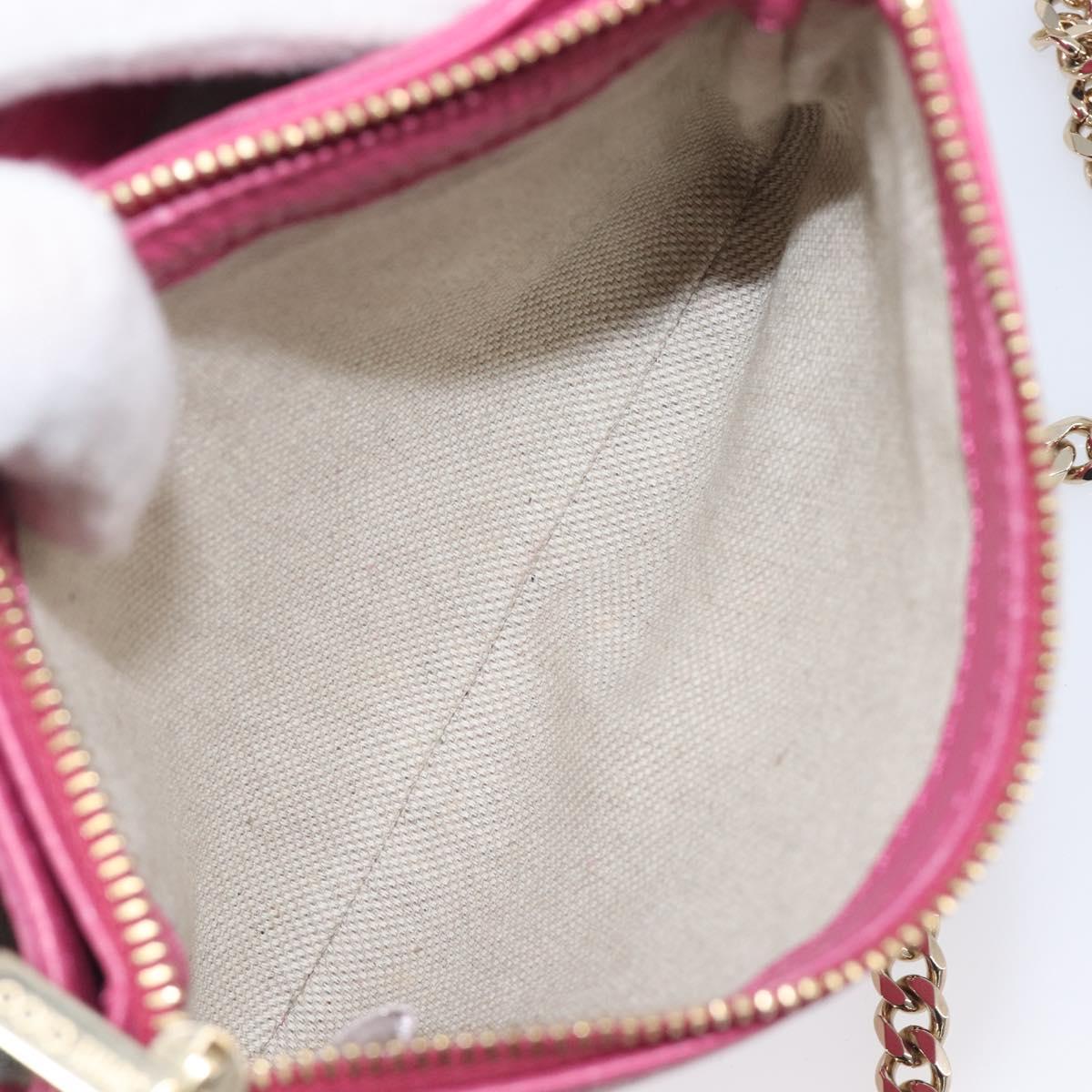Jimmy Choo Chain Shoulder Bag Leather Pink Gold Tone Auth 204657A