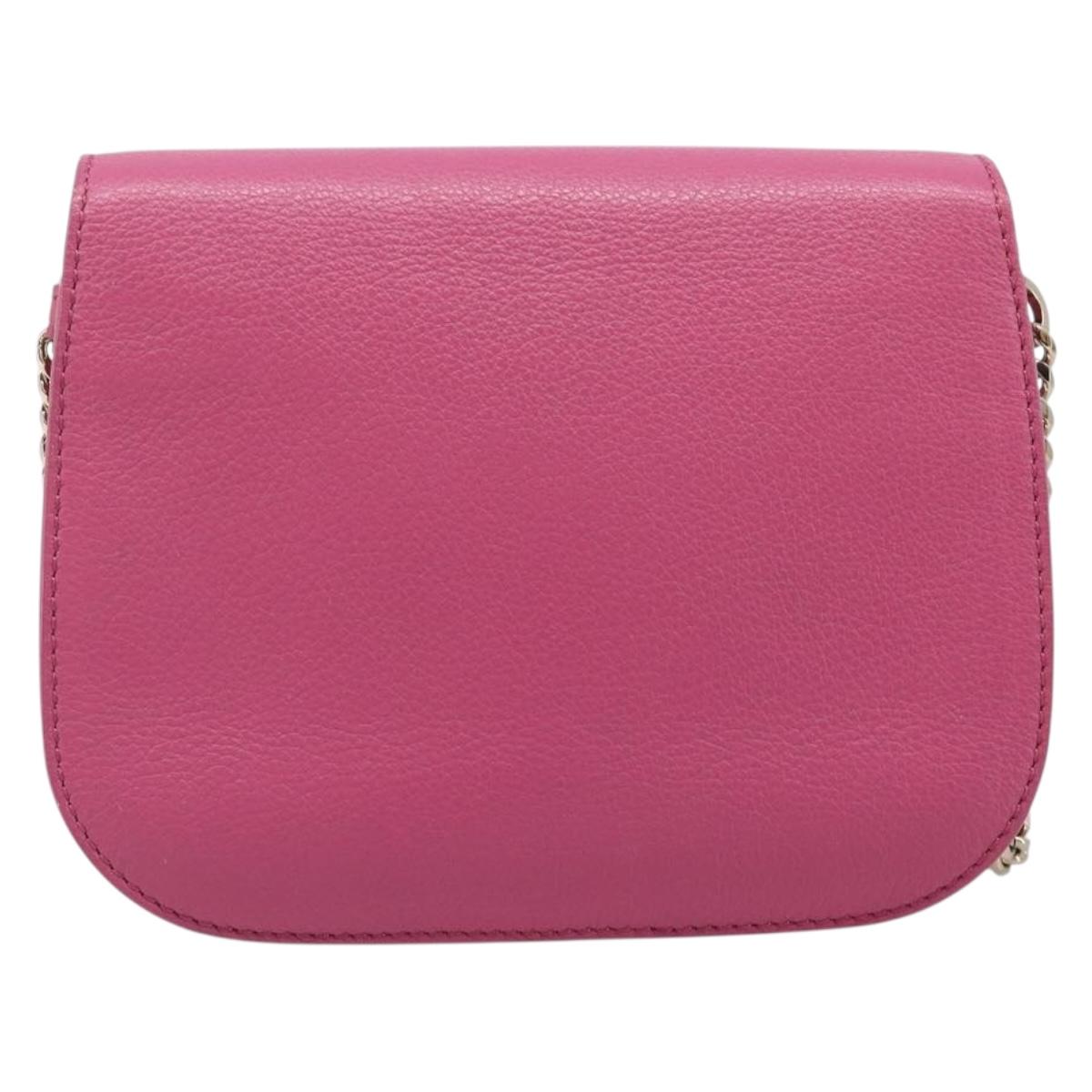 Jimmy Choo Chain Shoulder Bag Leather Pink Gold Tone Auth 204657A