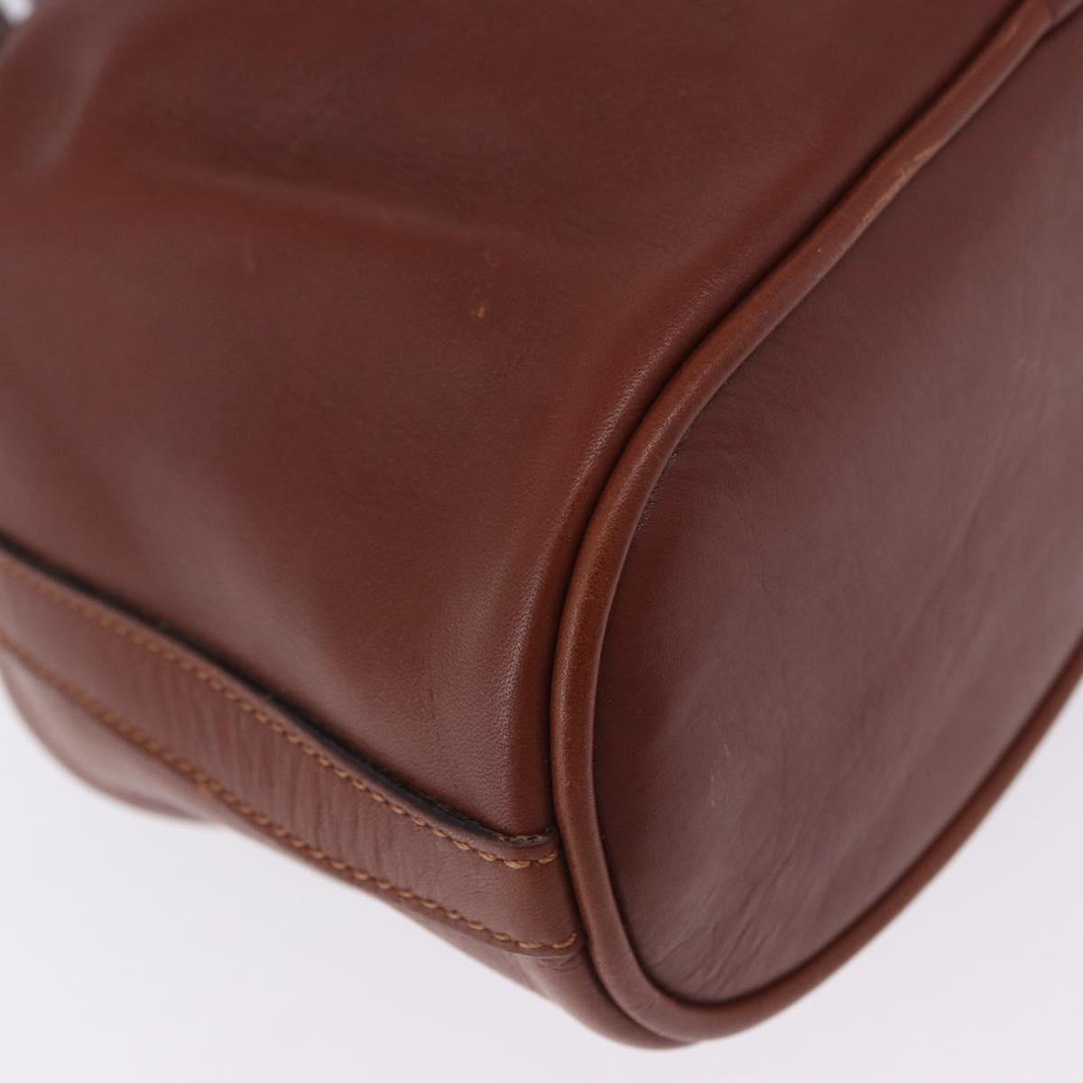 CELINE Shoulder Bag Leather Brown Gold Tone Auth 204658