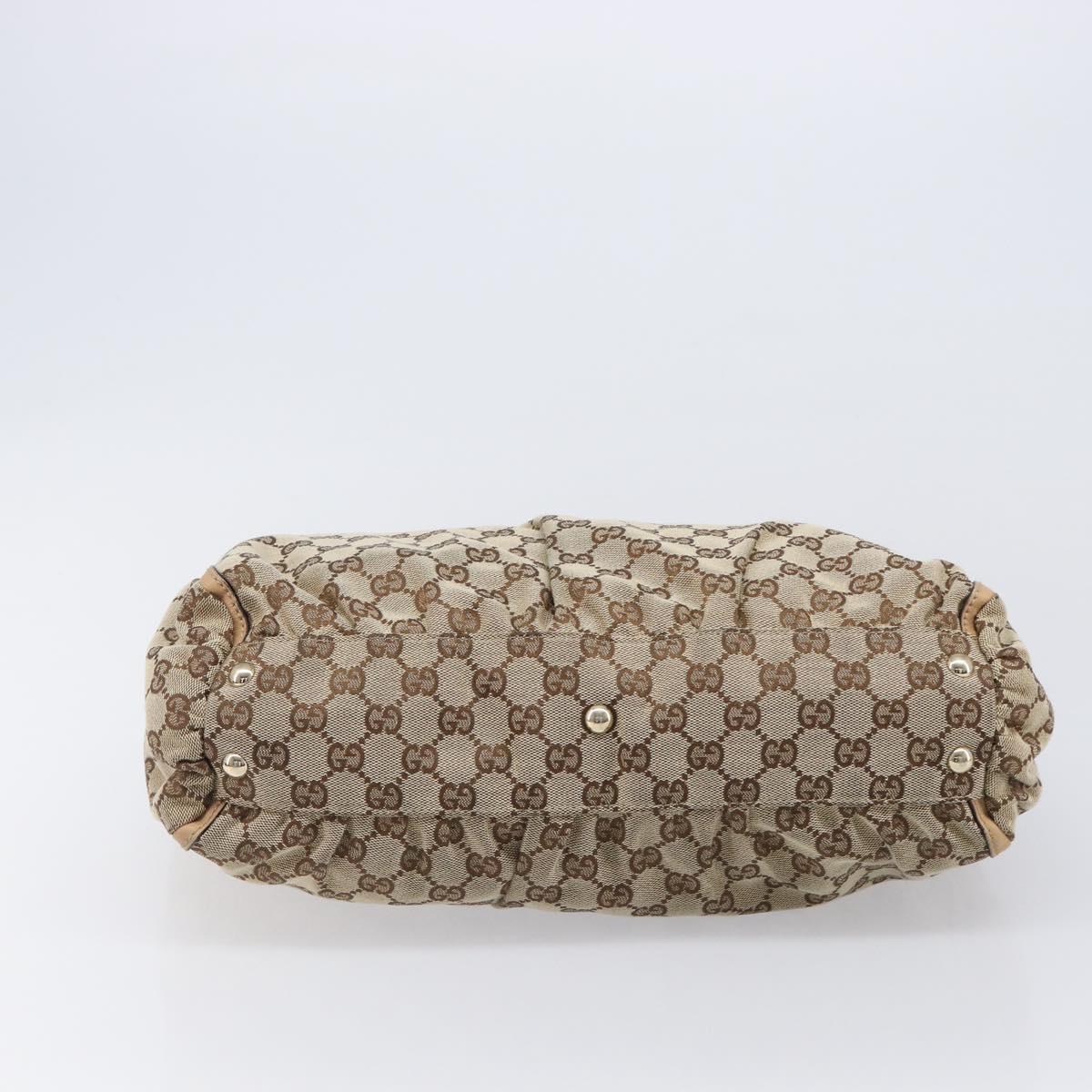 GUCCI GG Canvas Abbey Tote Bag Beige Gold Tone 189831 Auth 204659V