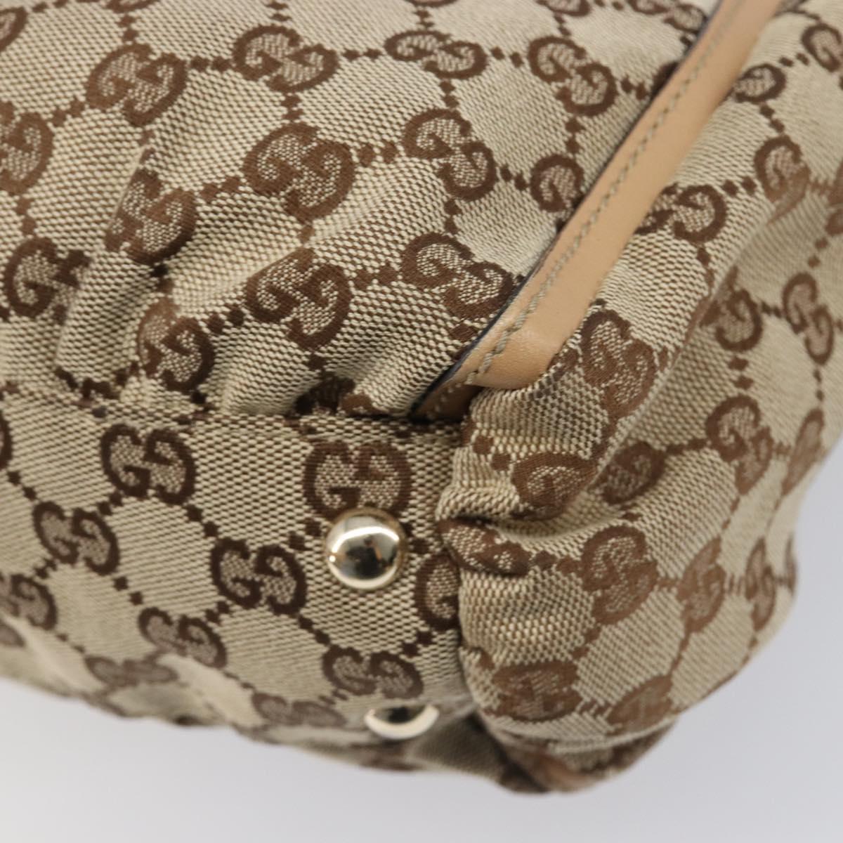 GUCCI GG Canvas Abbey Tote Bag Beige Gold Tone 189831 Auth 204659V