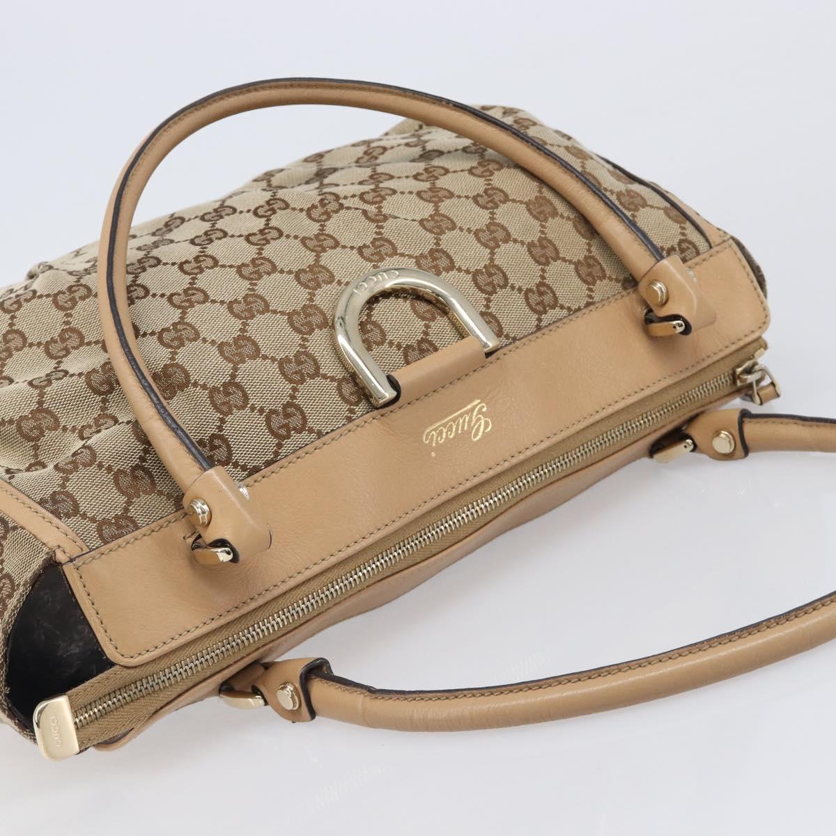 GUCCI GG Canvas Abbey Tote Bag Beige Gold Tone 189831 Auth 204659V