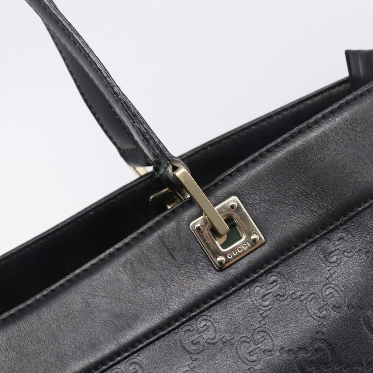 GUCCI GuccissimaGG Tote Bag Leather Black Gold Tone 145984 Auth 204661V