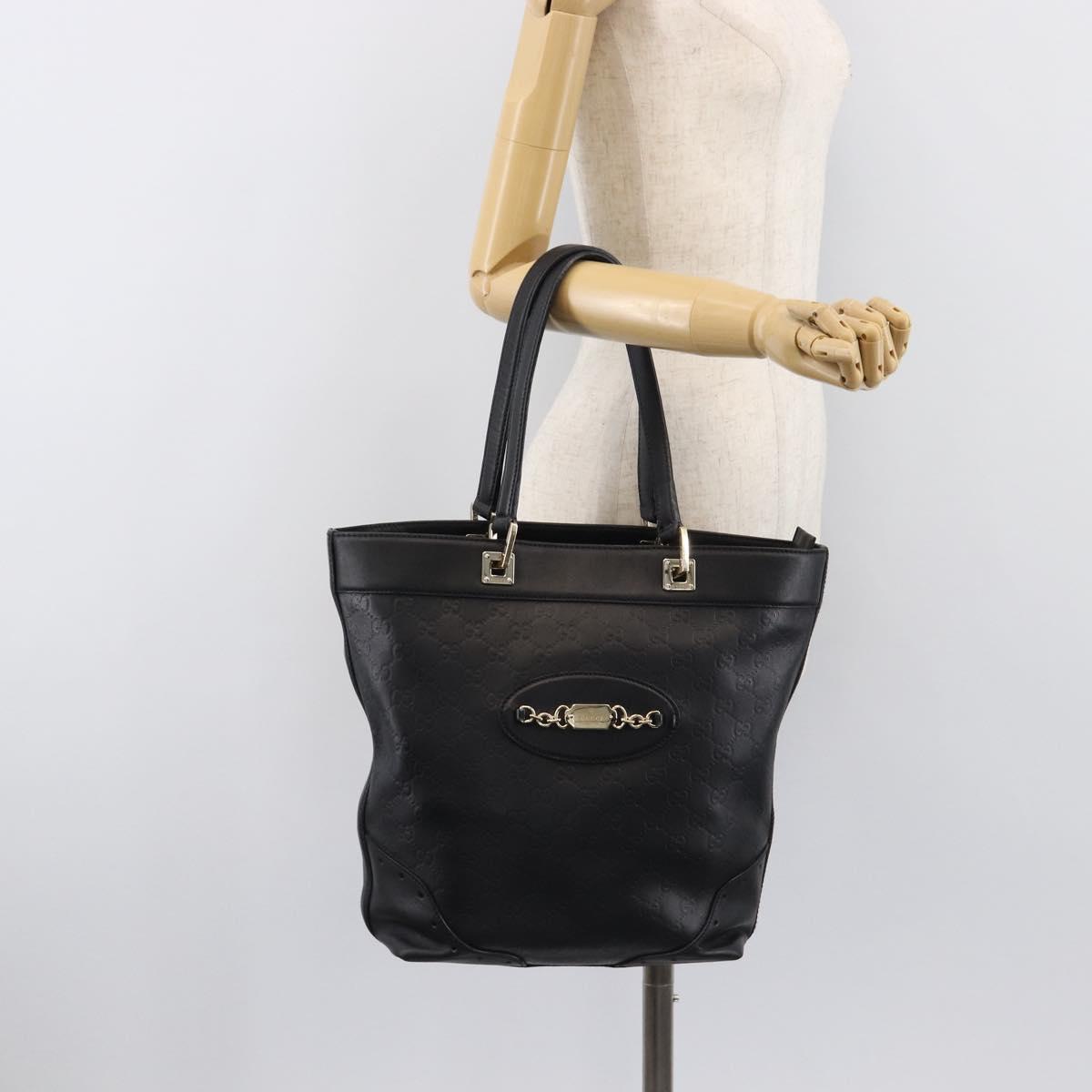 GUCCI GuccissimaGG Tote Bag Leather Black Gold Tone 145984 Auth 204661V