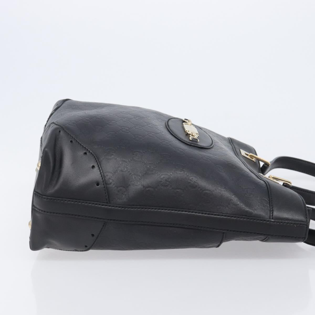 GUCCI GuccissimaGG Tote Bag Leather Black Gold Tone 145984 Auth 204661V