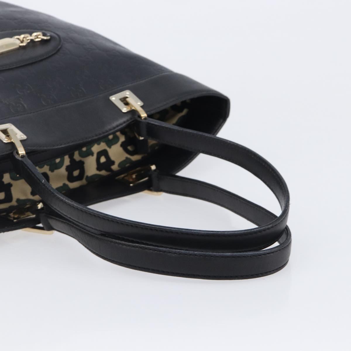GUCCI GuccissimaGG Tote Bag Leather Black Gold Tone 145984 Auth 204661V