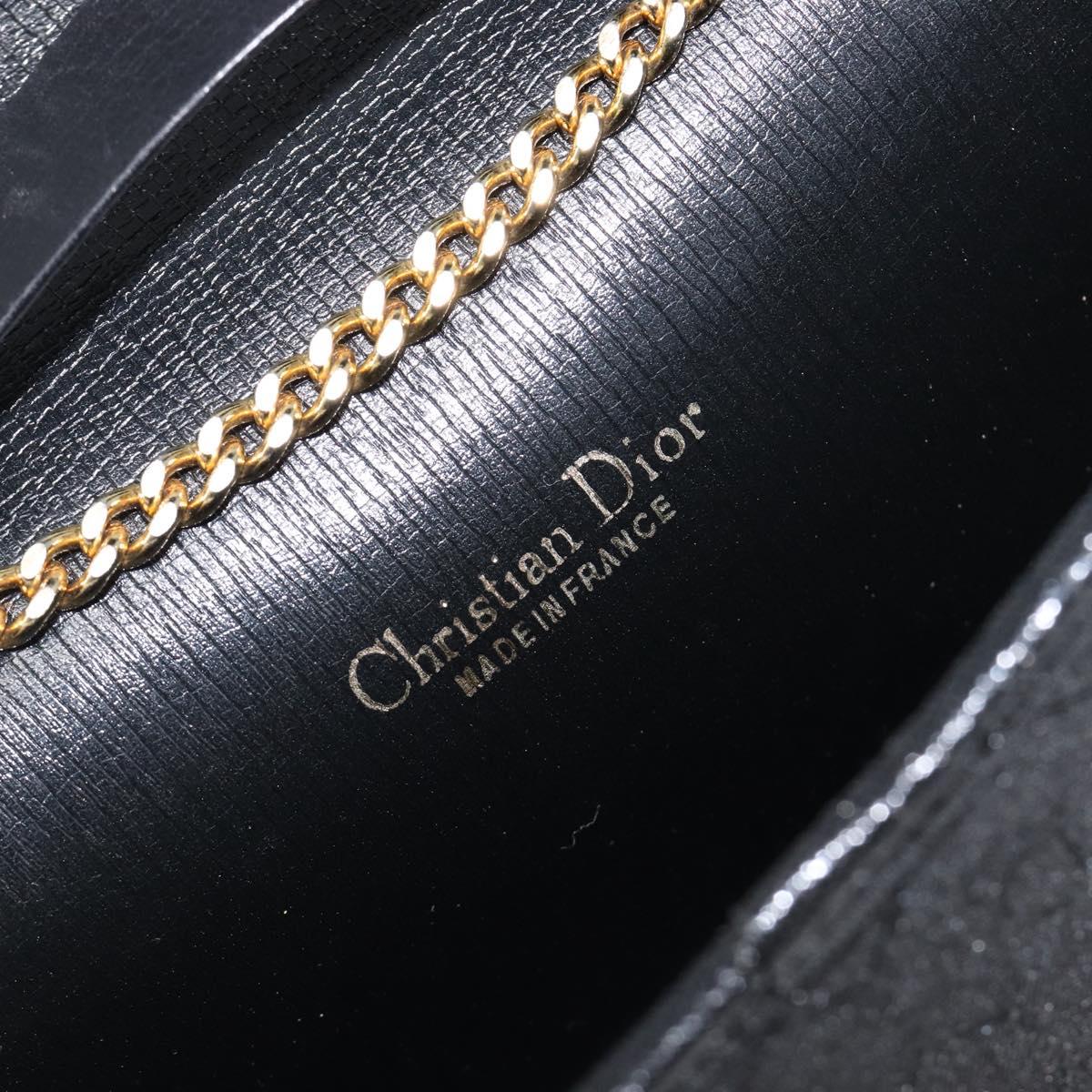 Christian Dior Honeycomb Canvas Chain Shoulder Bag Black Gold Tone Auth 204664A