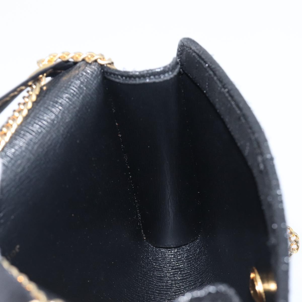 Christian Dior Honeycomb Canvas Chain Shoulder Bag Black Gold Tone Auth 204664A