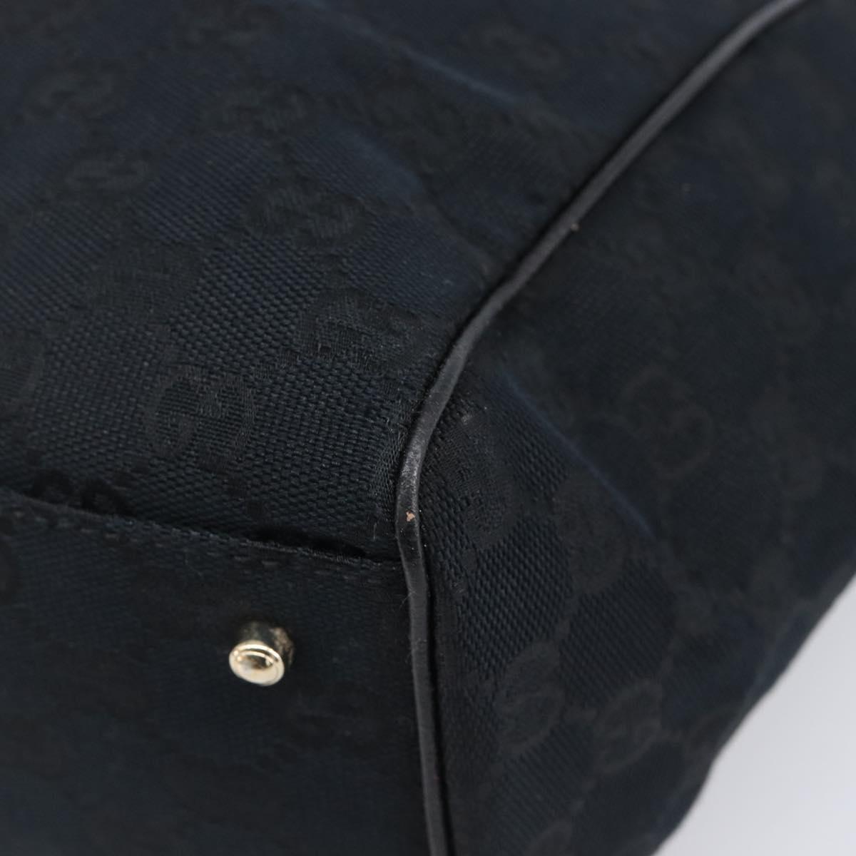 GUCCI GG Canvas Hand Bag Black Gold Tone 145810 Auth 204666V