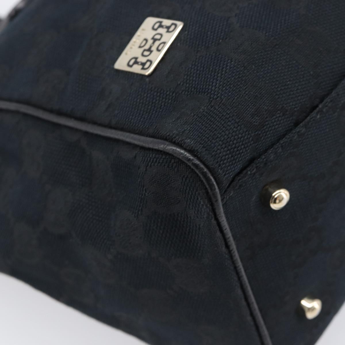 GUCCI GG Canvas Hand Bag Black Gold Tone 145810 Auth 204666V