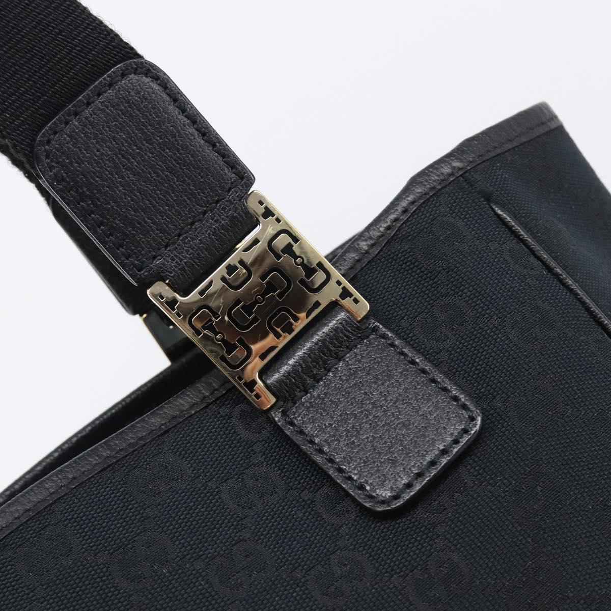 GUCCI GG Canvas Hand Bag Black Gold Tone 145810 Auth 204666V