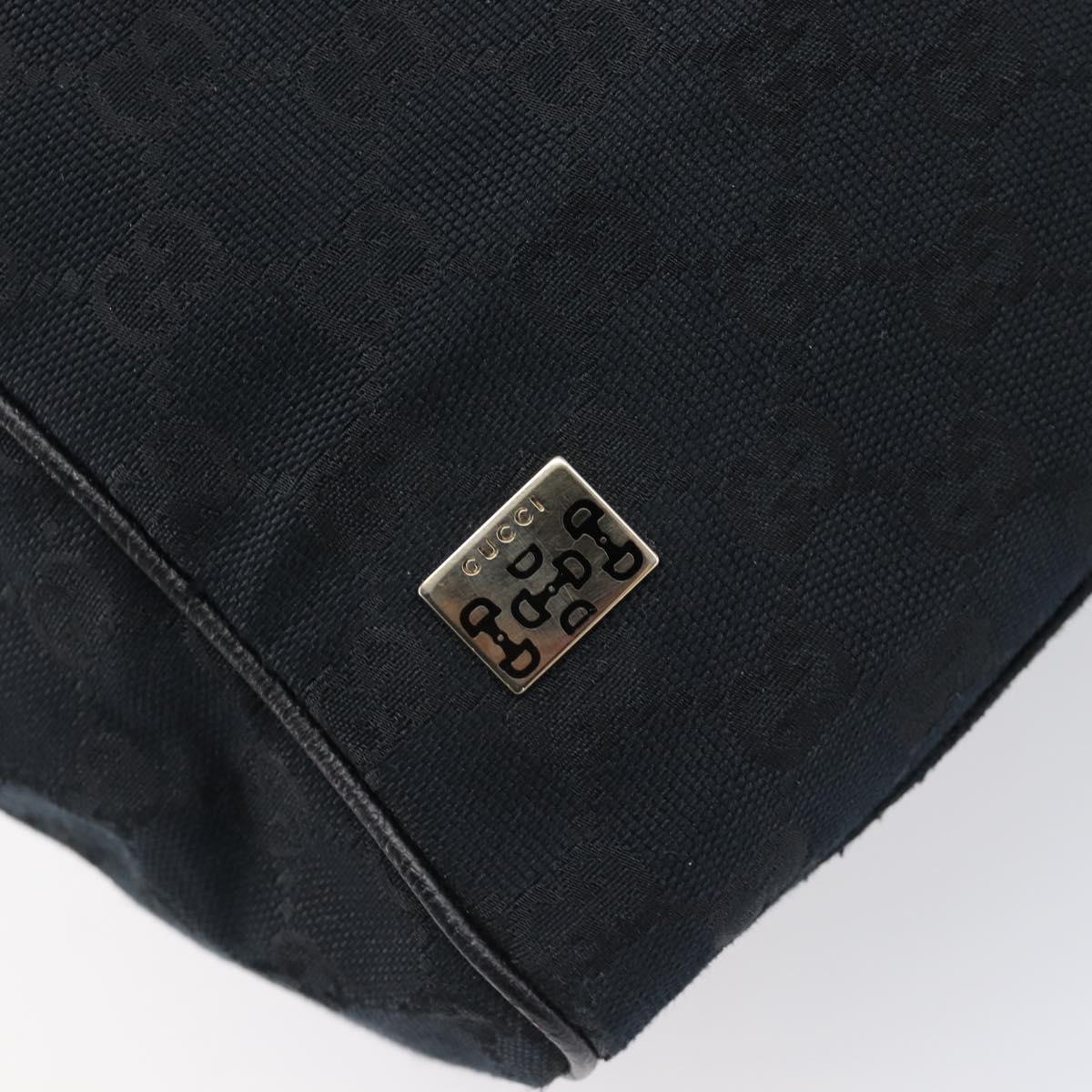 GUCCI GG Canvas Hand Bag Black Gold Tone 145810 Auth 204666V