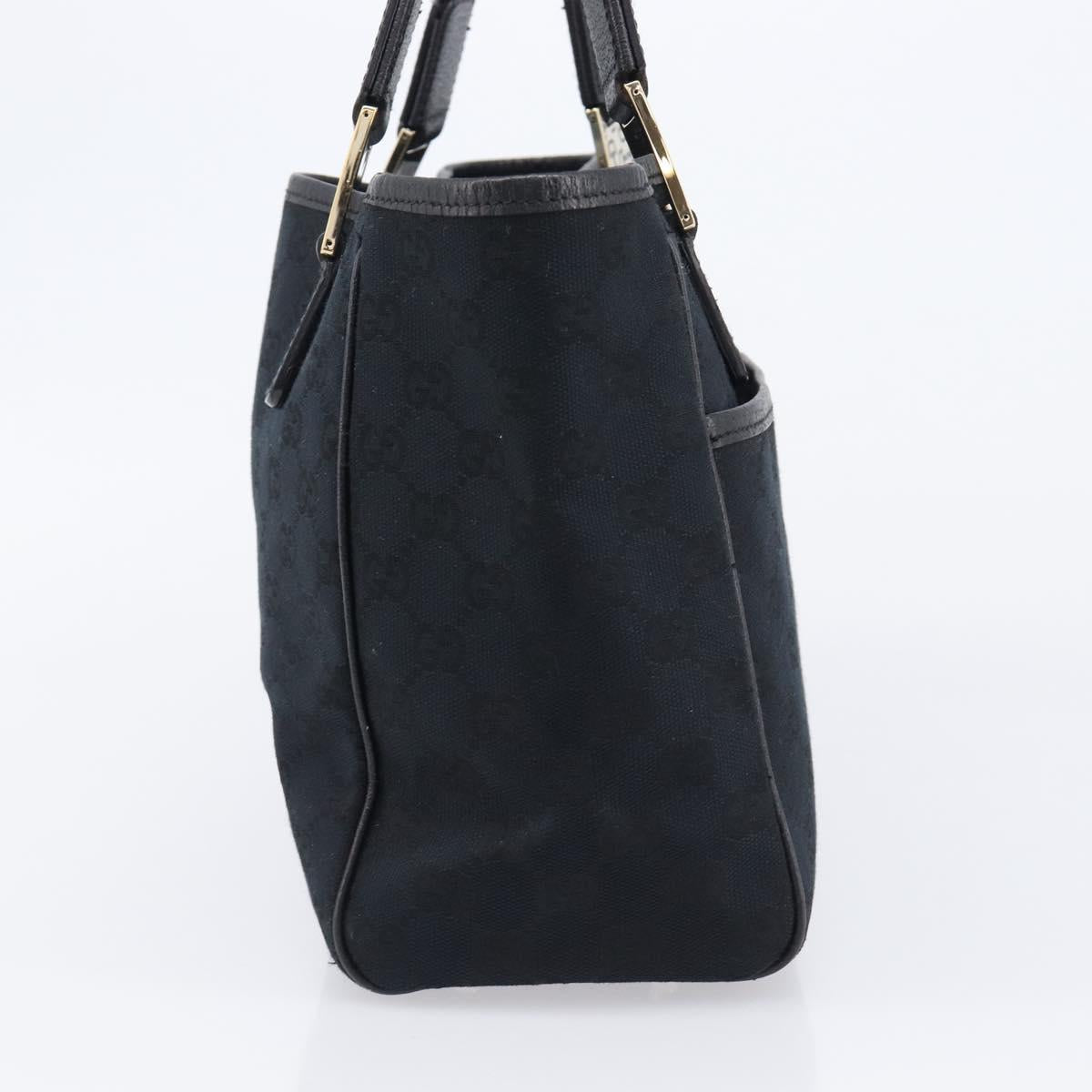 GUCCI GG Canvas Hand Bag Black Gold Tone 145810 Auth 204666V