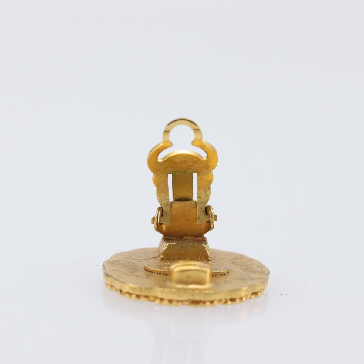 CHANEL Earring Metal Gold Tone CC Auth 204667V