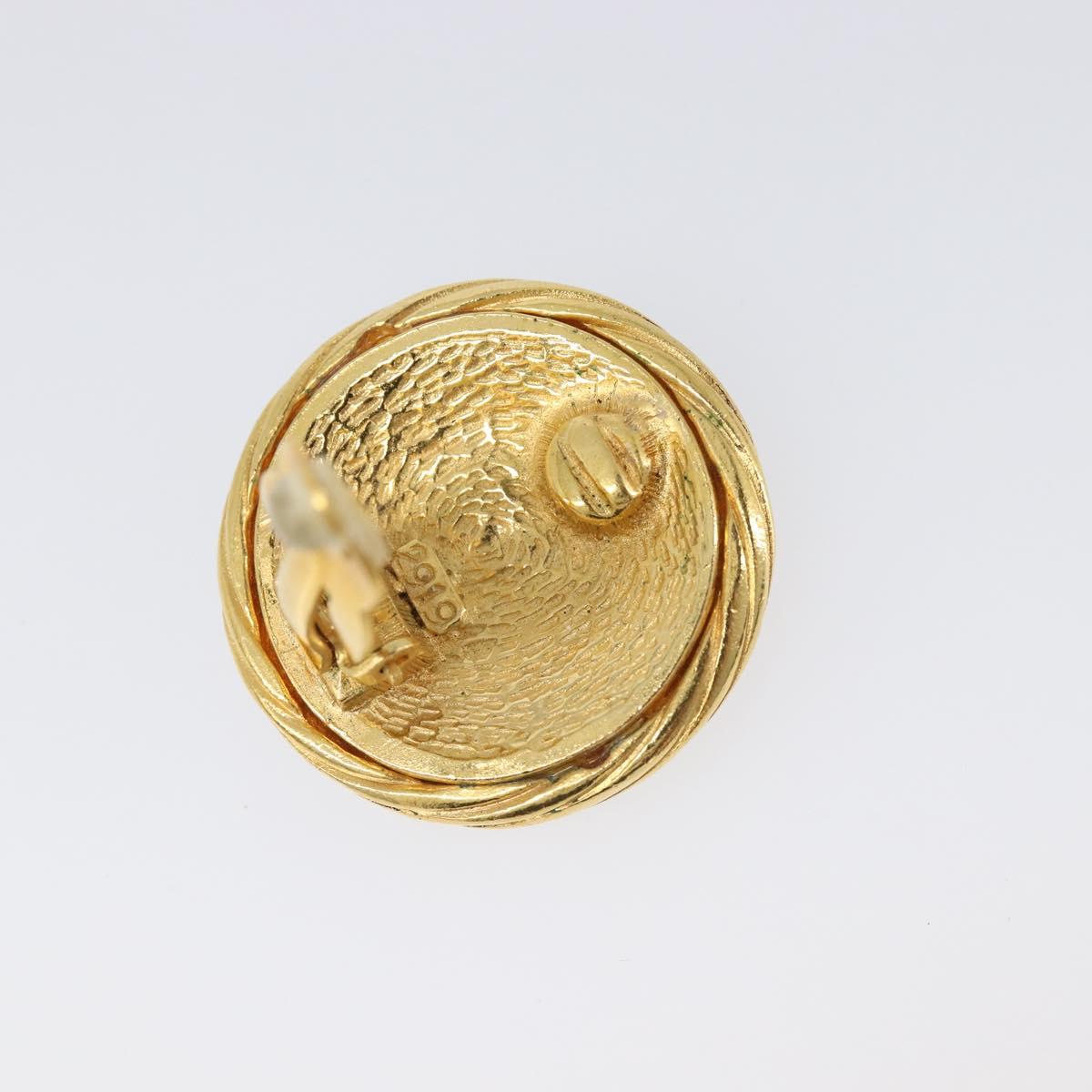 CHANEL Earring Metal Gold Tone CC Auth 204668