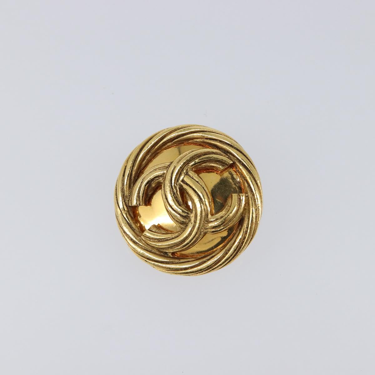 CHANEL Earring Metal Gold Tone CC Auth 204668