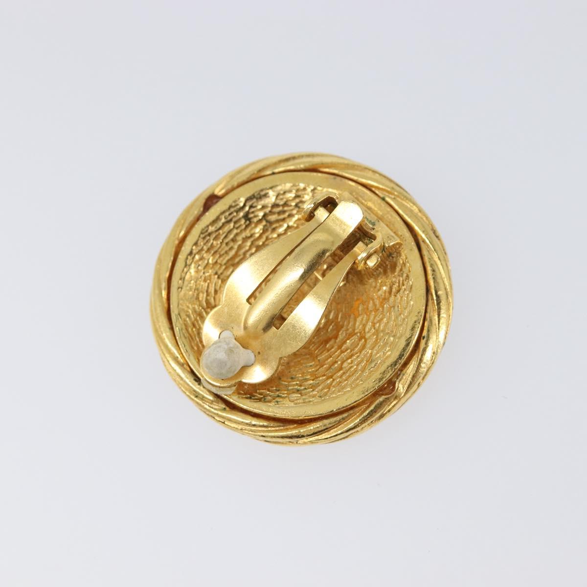 CHANEL Earring Metal Gold Tone CC Auth 204668