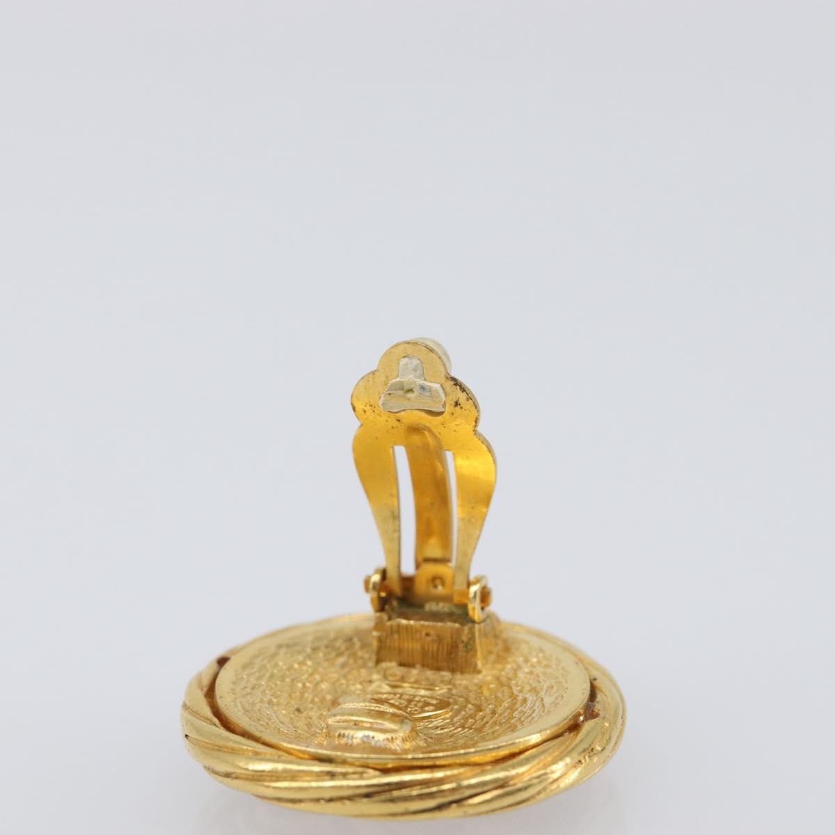 CHANEL Earring Metal Gold Tone CC Auth 204668