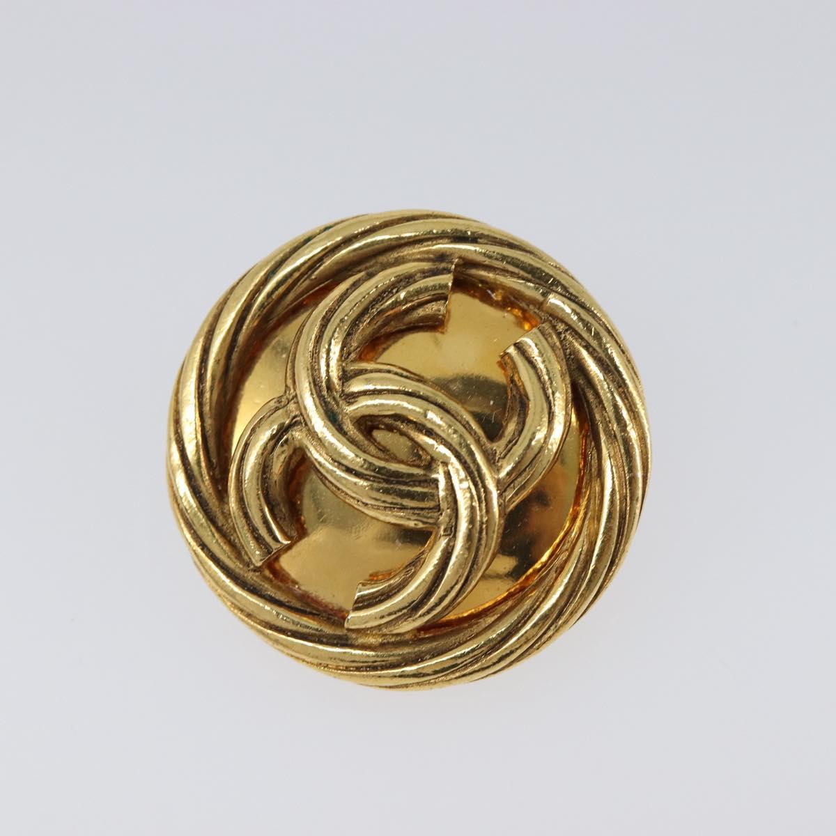 CHANEL Earring Metal Gold Tone CC Auth 204668