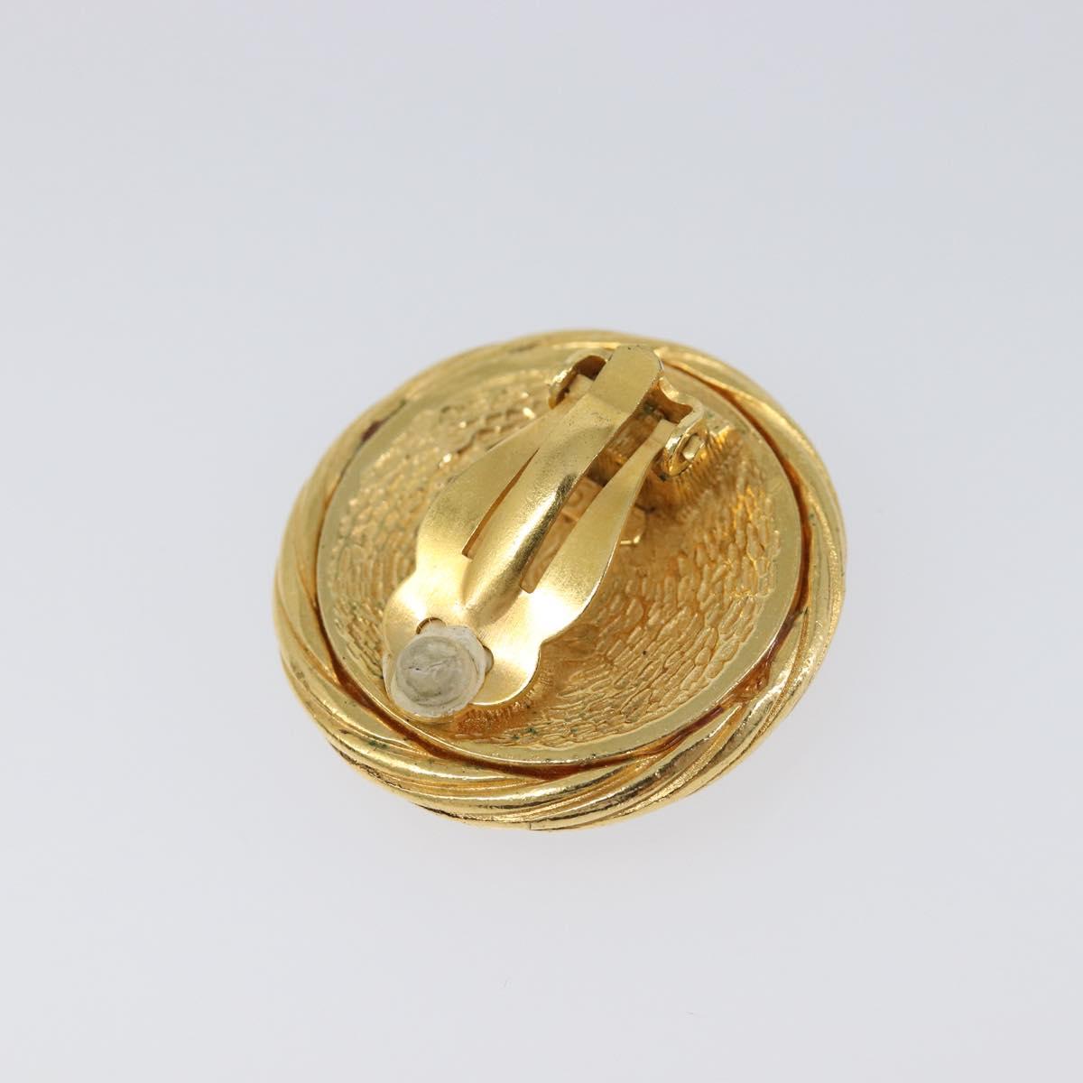 CHANEL Earring Metal Gold Tone CC Auth 204668