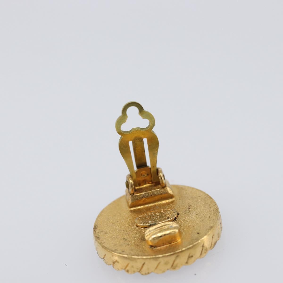 CHANEL Earring Metal Gold Tone CC Auth 204673V
