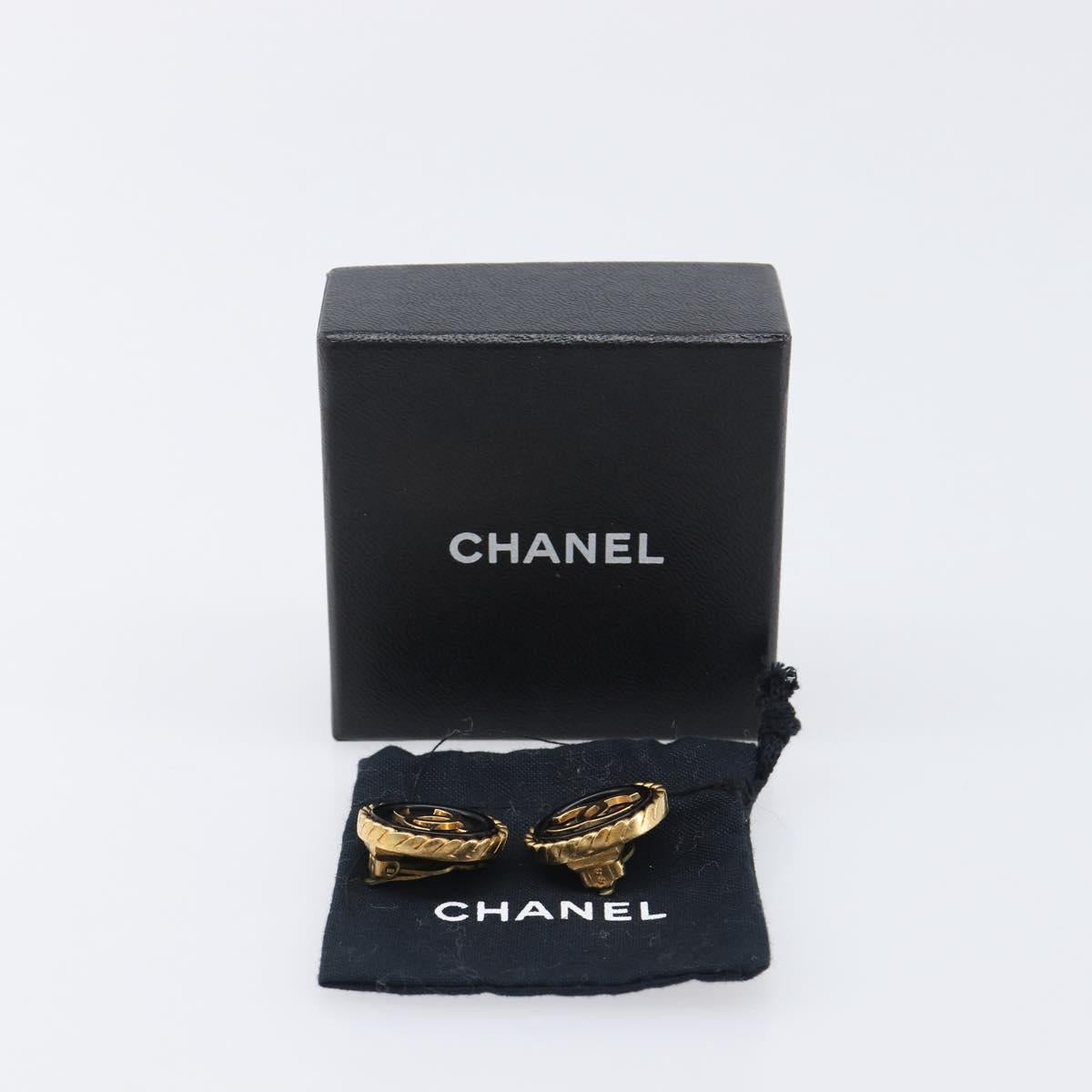 CHANEL Earring Metal Gold Tone CC Auth 204673V