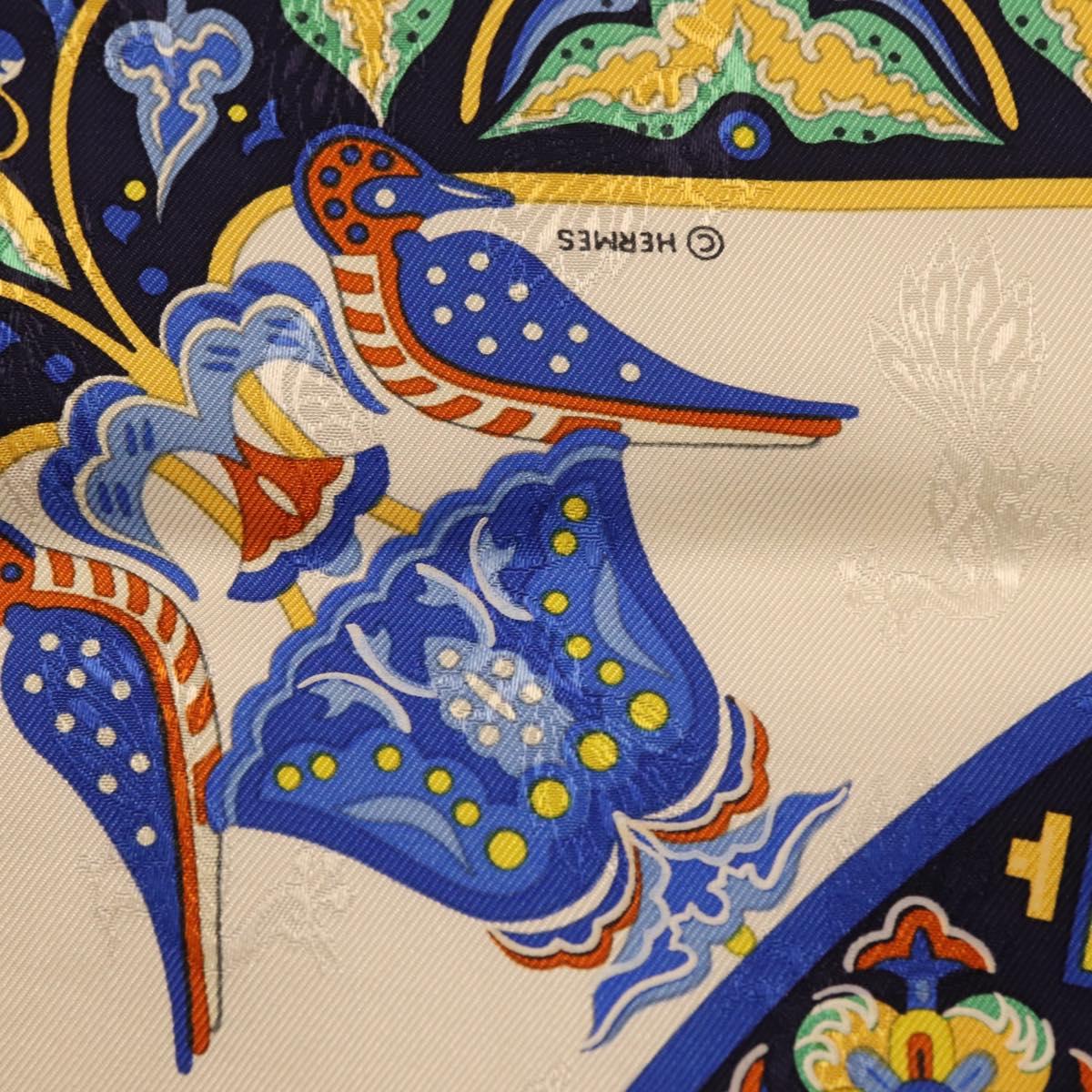 HERMES Carre90 Scarf Silk ""CIELS BYZANTINS"" Blue Auth 204698M