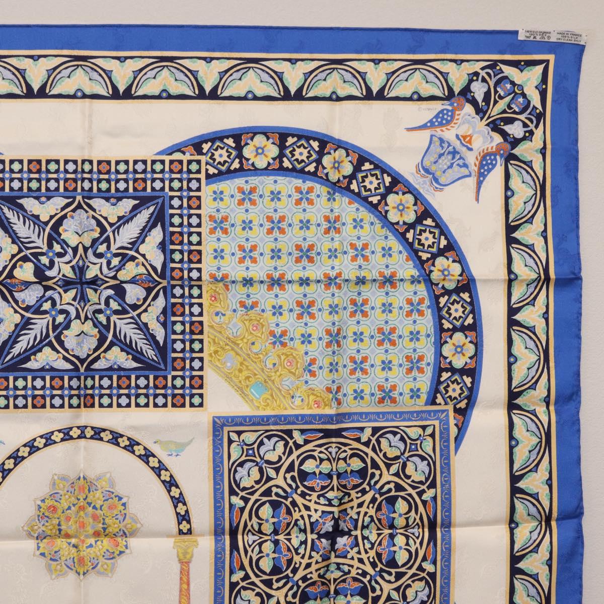 HERMES Carre90 Scarf Silk ""CIELS BYZANTINS"" Blue Auth 204698M