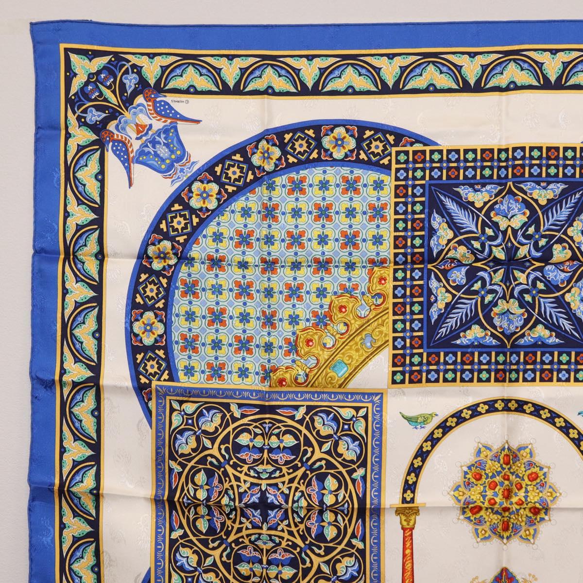 HERMES Carre90 Scarf Silk ""CIELS BYZANTINS"" Blue Auth 204698M