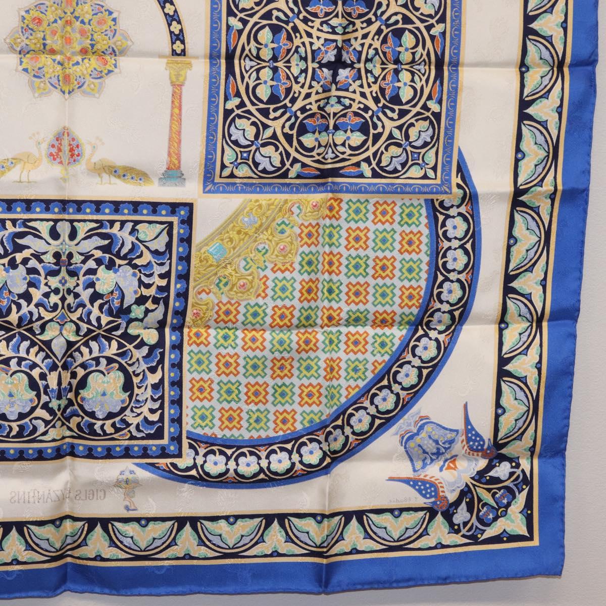 HERMES Carre90 Scarf Silk ""CIELS BYZANTINS"" Blue Auth 204698M