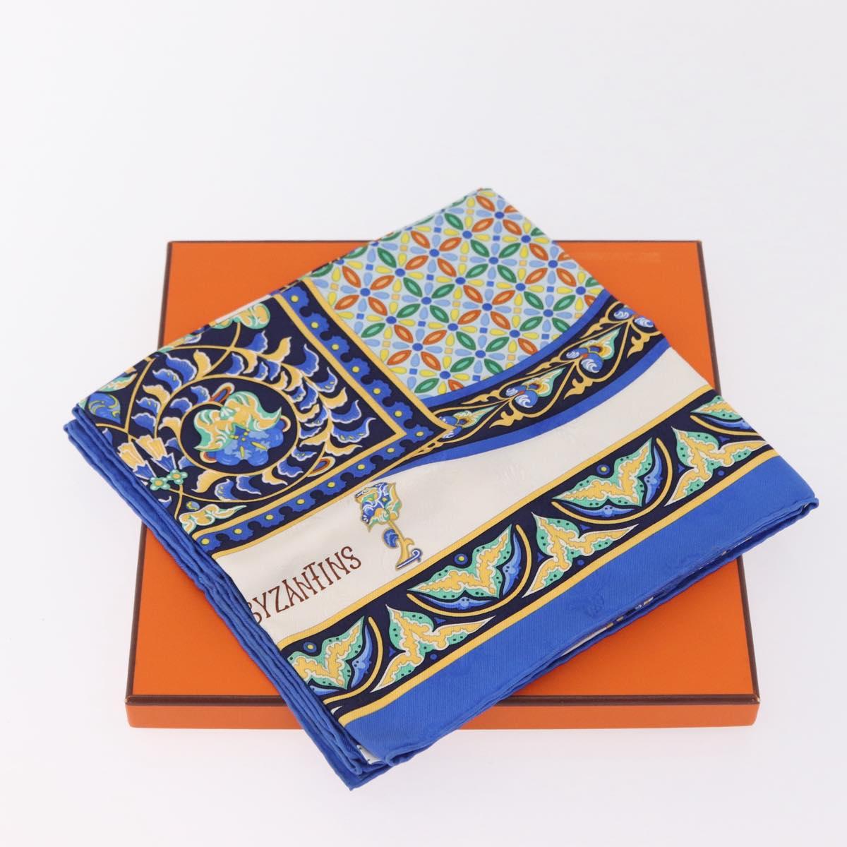 HERMES Carre90 Scarf Silk ""CIELS BYZANTINS"" Blue Auth 204698M
