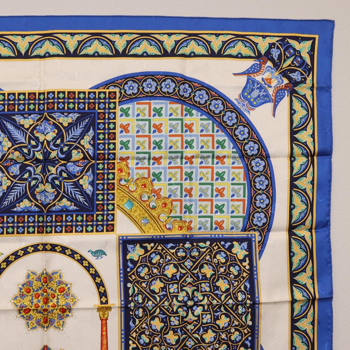 HERMES Carre90 Scarf Silk ""CIELS BYZANTINS"" Blue Auth 204698M
