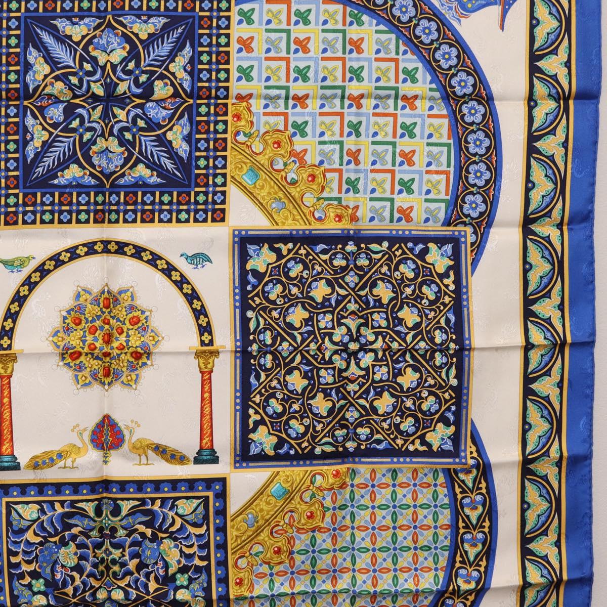 HERMES Carre90 Scarf Silk ""CIELS BYZANTINS"" Blue Auth 204698M