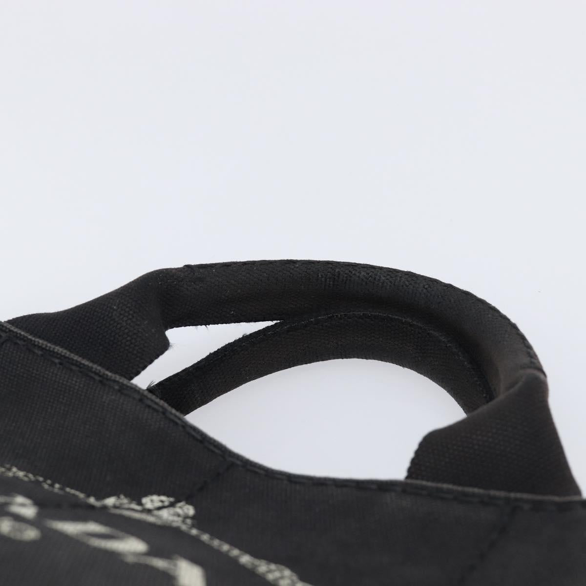PRADA Canapa PM Hand Bag Canvas Black Gold Tone Auth 204699